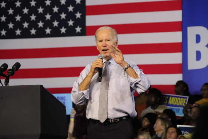 Biden speaks at a rally at Boise State University in 2022 (File photo).